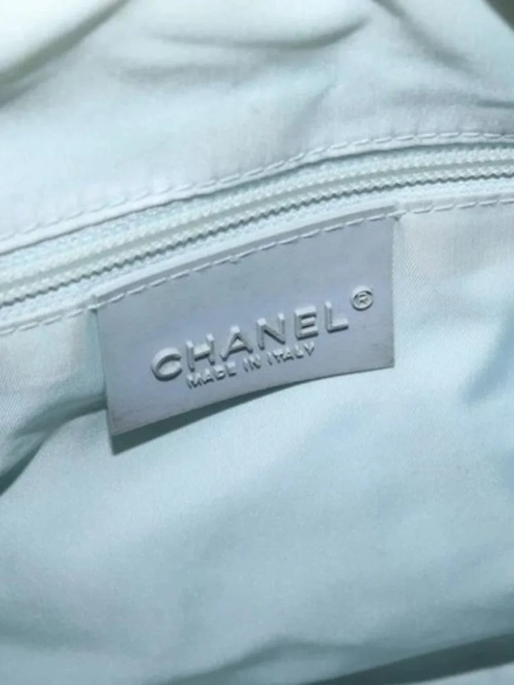 CHANEL Shoulder Bag Nylon Beige Silver CC Auth mr2413